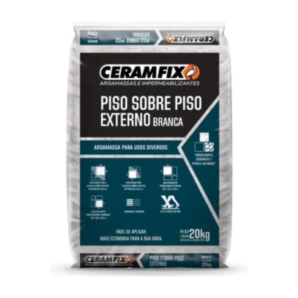 Aramassa ceramfix piso s/piso ext. branca 20kg/