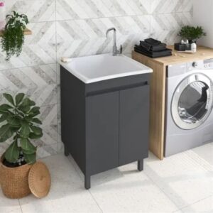 Gaam cj. lavanderia 30l piave c/pé chumbo branco