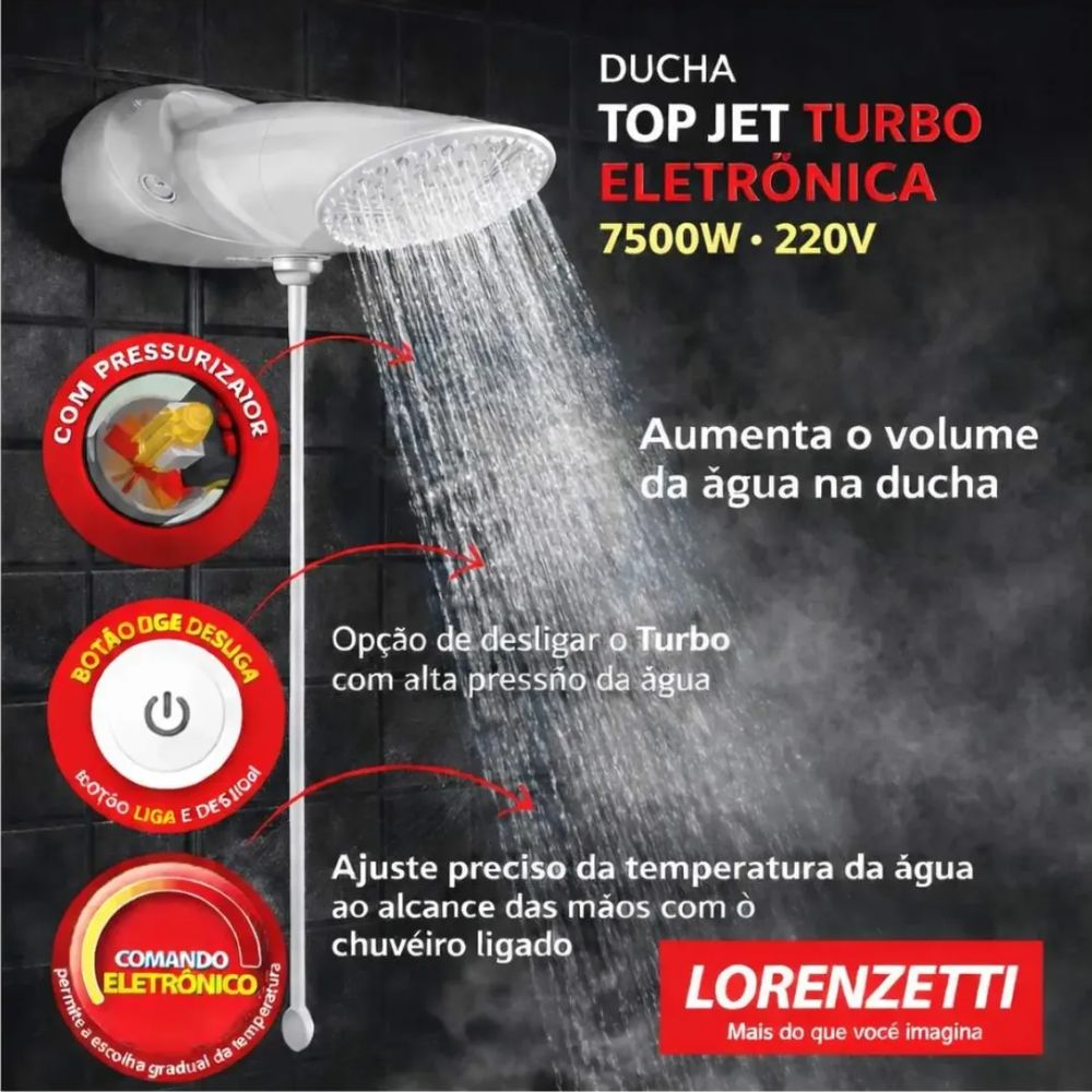 Lorenzetti Ducha Top Jet Turbo Eletrônica - Imagem 2