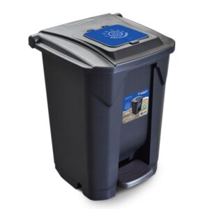 Lixeira 60l Preta Recicláveis C/Roda Pedal Tampa Click Arqplast