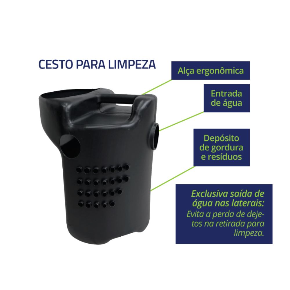 Caixa De Gordura 23 Litros Com Cesto Para Limpeza Cipla - Imagem 2
