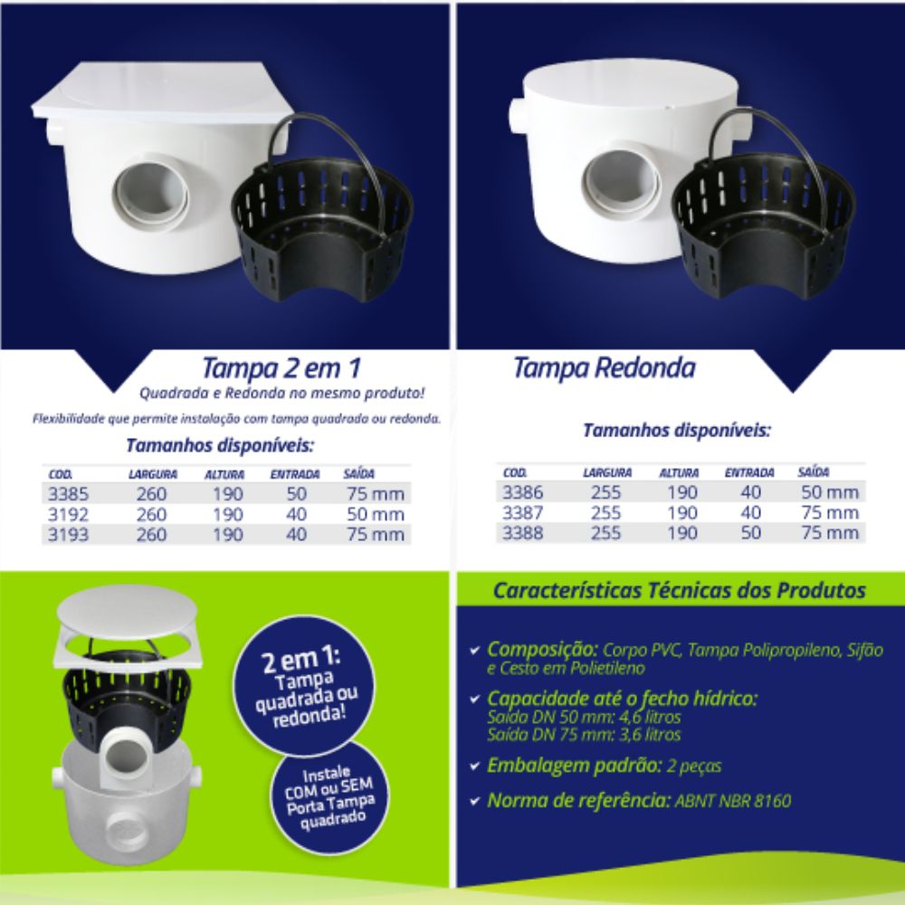 Caixa Sifonada Com Cesto Para Limpeza 3193 Cipla - Imagem 2