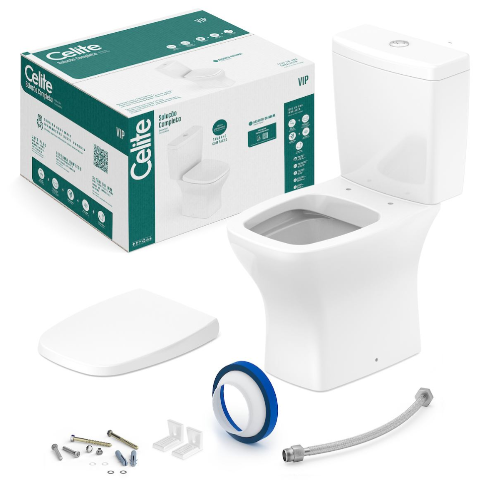 Kit Caixa Acoplada Vip Branco (Assento+Kit Inst.) Celite