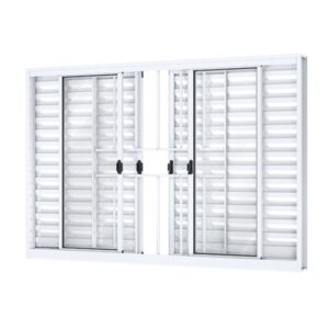Janela Veneziana Correr Central C/Grade - 100x120 Riobras