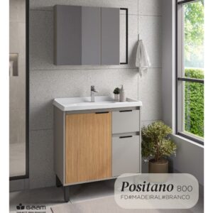 Kit Positano 800 C/Pia Fendi Madeiral Branco Gaam