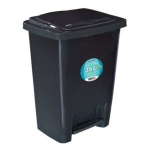 Lixeira 35l C/Pedal Pisa Abre Pisa Fecha Preto Arqplast
