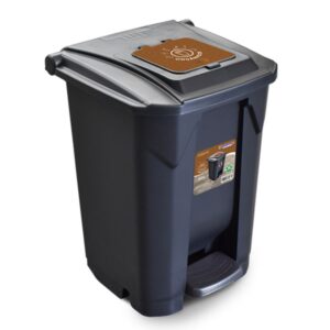 Lixeira 60l Preta Organicos C/Roda Pedal Tampa Click Arqplast