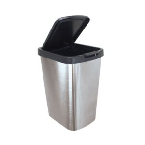 Lixeira 9l Click Label Inox Arqplast