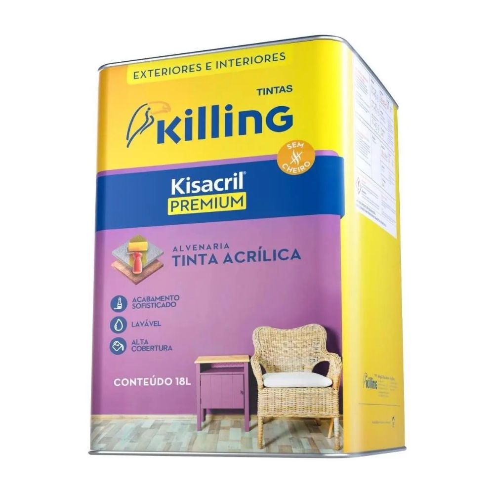 Tinta Acrílica Fosca Branco Polar 18l - Killing Kisacril