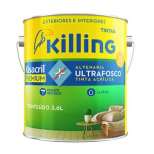 Tinta Acrílica Ultra Fosco Branco 3,6l- Kisacril Killing