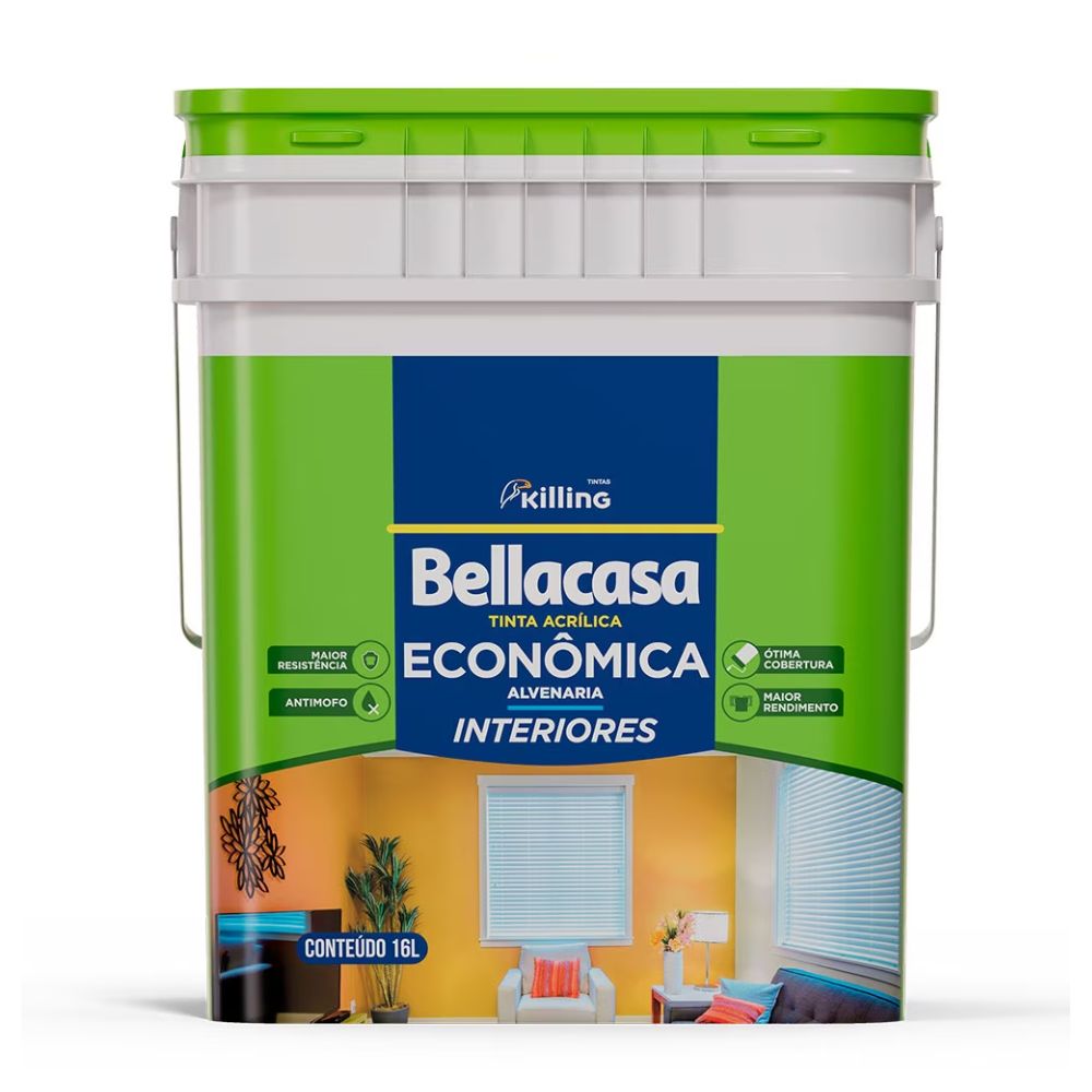 Tinta Base A Acrílica Fosco Econômica Branco 16l Bellacasa