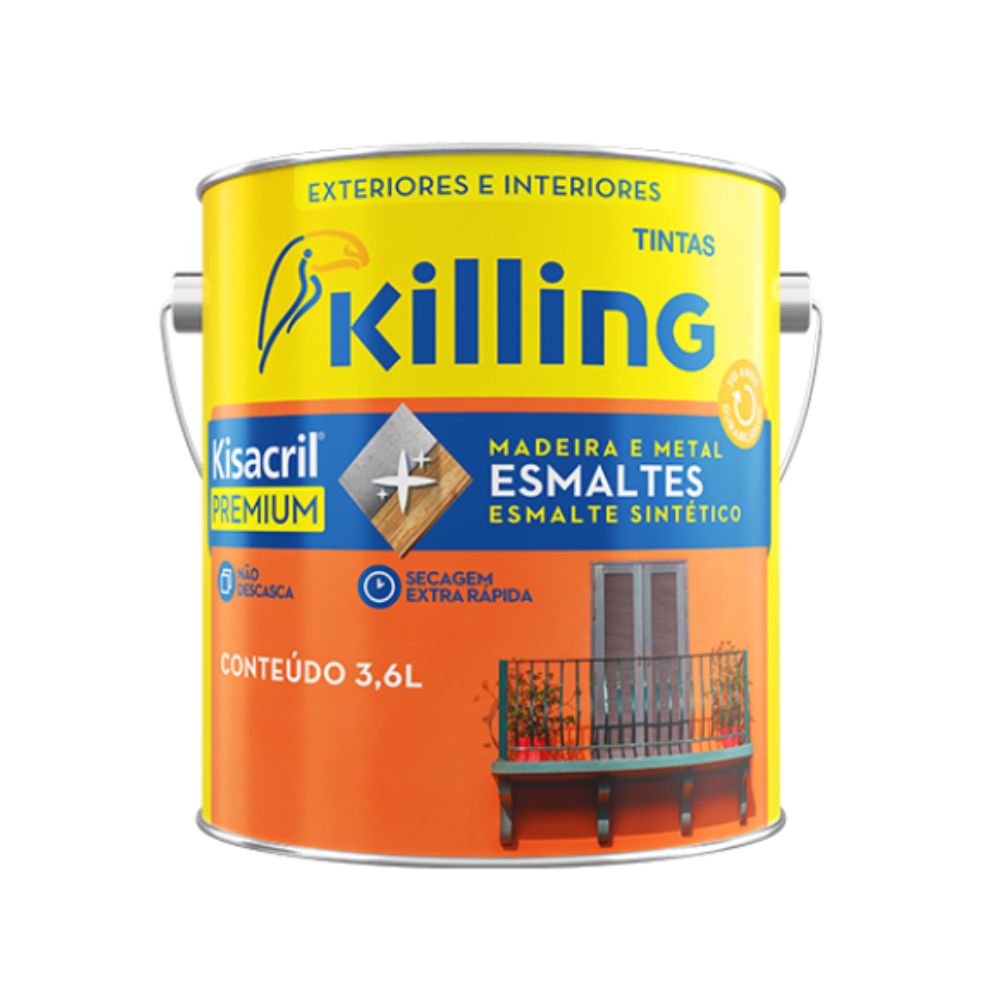 Tinta Esmalte Acetinada 3,6lts Branco Kisacril - Killing