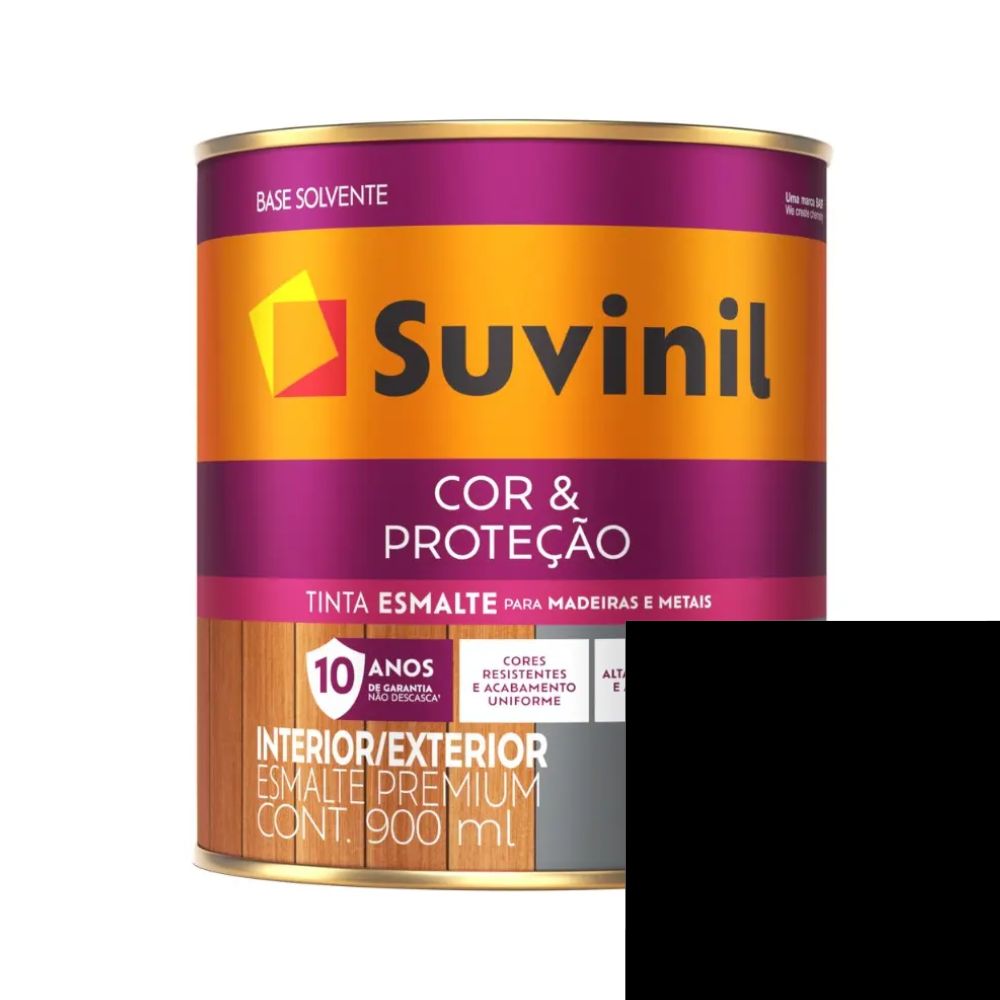 Tinta Esmalte Brilhante 900ml Cor E Proteção Preto Suvinil