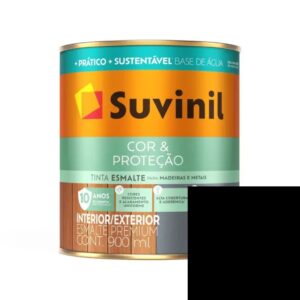 Tinta Esmalte Brilhante 900ml Seca Rápido Base Água Preto Suvinil