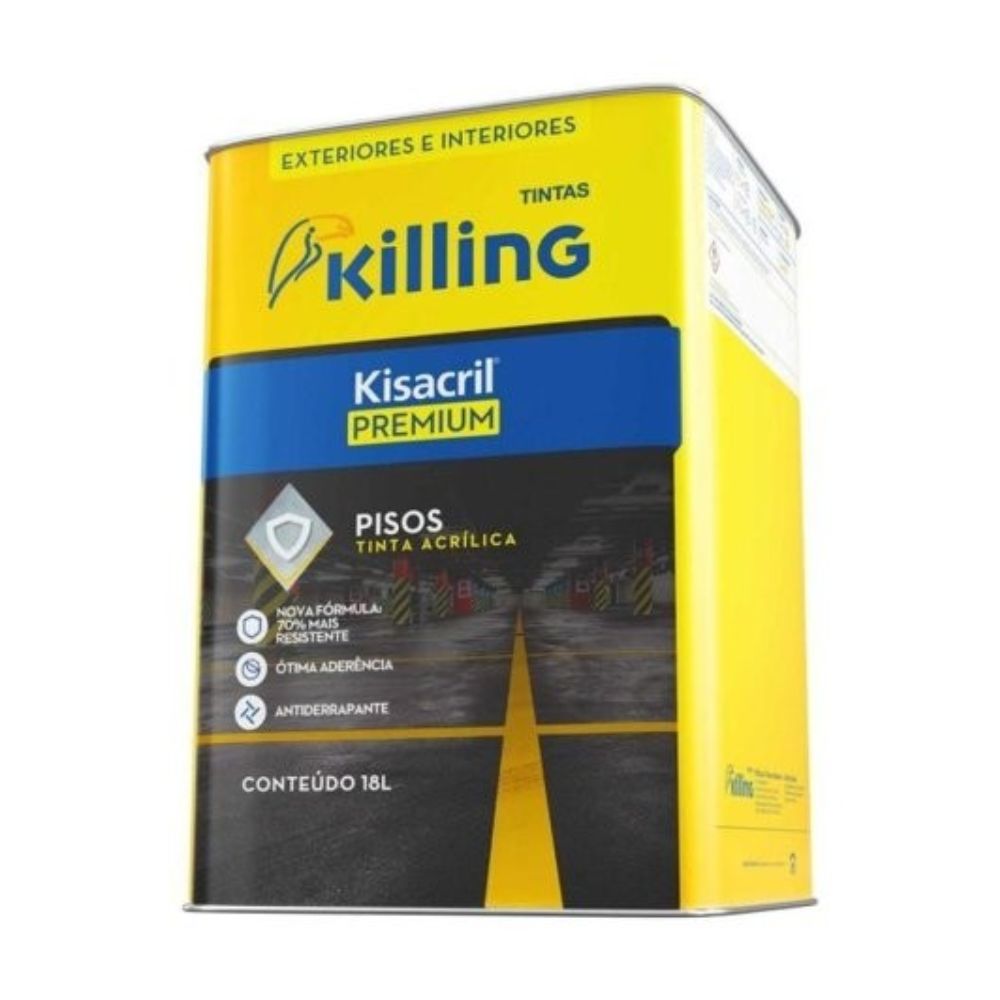Tinta Piso Cinza Chumbo Semi Brilho 18l Kisacril Killing