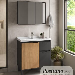 Kit Positano 800 C/Pia Chumbo Madeiral Branco Gaam