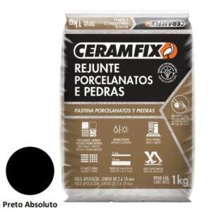 Rejunte Porcelanato e Pedra 1kg Preto Absoluto Ceramfix