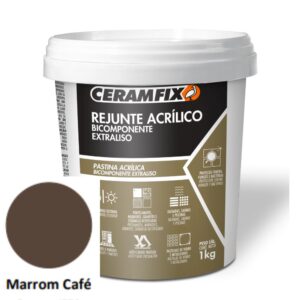 Rejunte Acrílico Marrom Café 1kg Bicomponente Extraliso Ceramfix