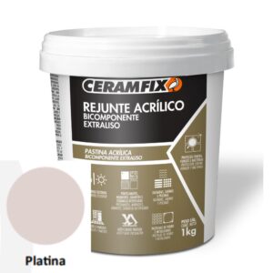 Rejunte Acrílico Platina 1kg Bicomponente Extraliso Ceramfix