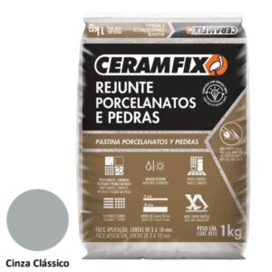 Rejunte Porcelanato e Pedra 1kg Cinza Clássico Ceramfix