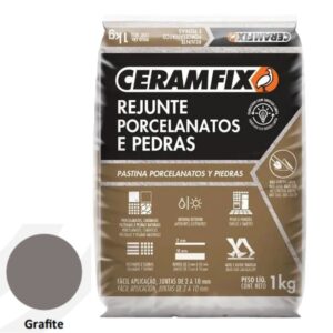 Rejunte Porcelanato e Pedra 1kg Grafite Ceramfix