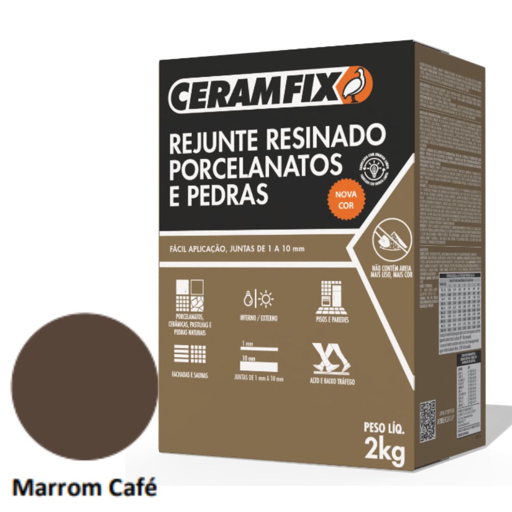 Rejunte Porcelanato e Pedra 1kg Marrom Café Ceramfix