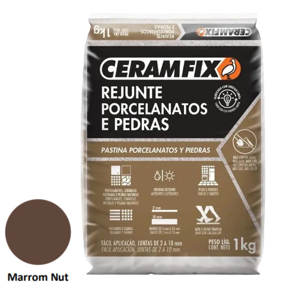 Rejunte Porcelanato e Pedra 1kg Marrom Nut Ceramfix