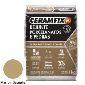 Rejunte Porcelanato e Pedra 1kg Marrom Sucupira Ceramfix