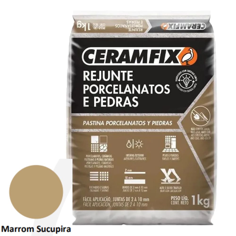 Rejunte Porcelanato e Pedra 1kg Marrom Sucupira Ceramfix