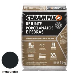 Rejunte Porcelanato e Pedra 1kg Preto Grafite Ceramfix
