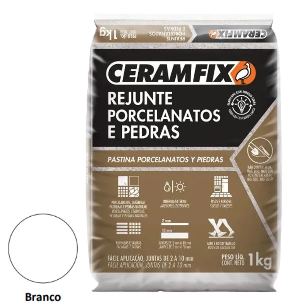 Rejunte Porcelanato e Pedra 1kg Branco Ceramfix