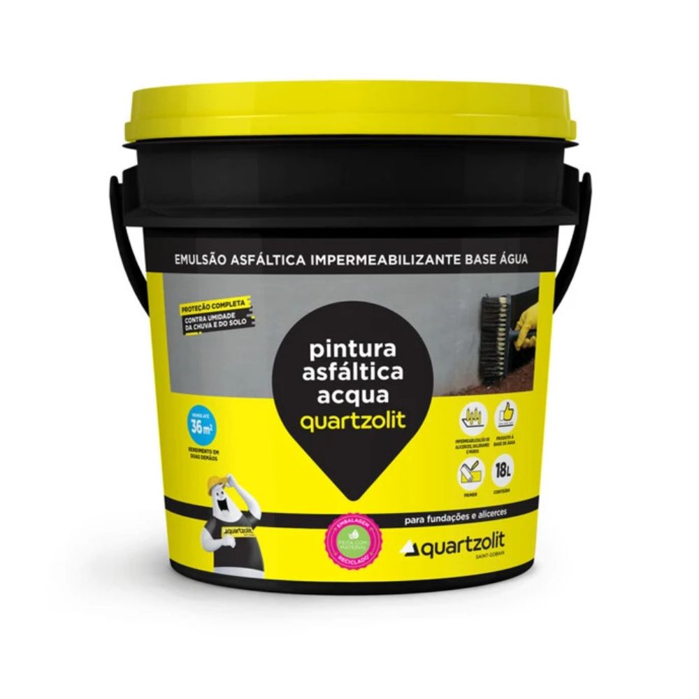 Pintura Asfaltica Acqua 18l Quartzolit